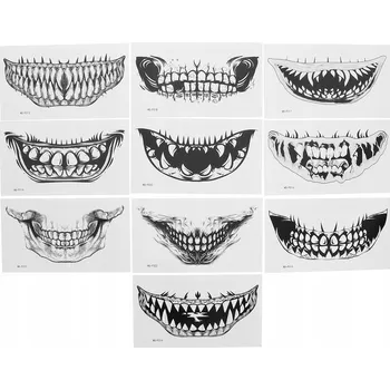 Odstranitelné tetování Halloweenské tetovací samolepky na obličej 10 listů