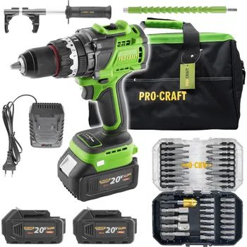 Sada aku šroubovák Procraft PA18ProBL s 2x baterie a nabíječkou 20/1 + sada bitů BS-37 a taškou