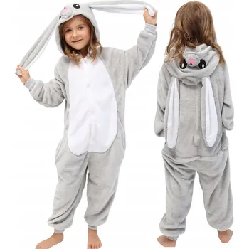 Dívčí pyžamo KRÁLÍK KIGURUMI PYŽAMO KOSTÝM JEDNODÍLNÝ OVERAL PRO DĚTI 140-146