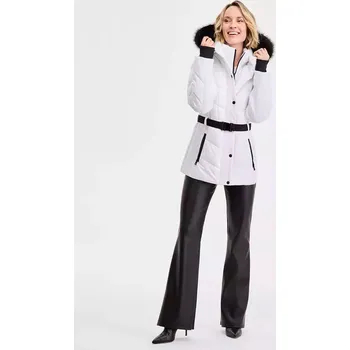 Michael Kors dámská, krátká zimní bunda s páskem a kapucí bílá M