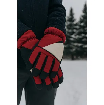 Rukavice BAZAR - Zimní rukavice - Červeno béžové Velikost: 2XL