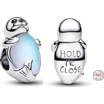 Přívěsek Charm Sterlingové stříbro 925 Tuleň s opálovým efektem, symbol něžnosti a ochrany, korálek na náramek zvíře