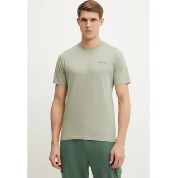 Pánské tričko Bavlněné tričko Columbia North Cascades zelená barva, s potiskem, 1834041. 91X, vel. L