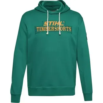 Pánská mikina Mikina TIMBERSPORTS® 85 RETRO STIHL (042140044) (Zelená unisex mikina s kapucí v retro stylu 80. let. Na přední straně hrudi je vyšité logo z roku 1985 a na paži je odznak s logem výročí.)