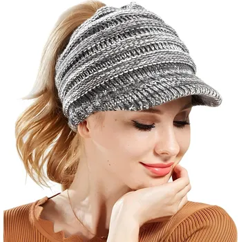 Čepice Dámská pletená čepice BR-4334 šedá/bílá uni