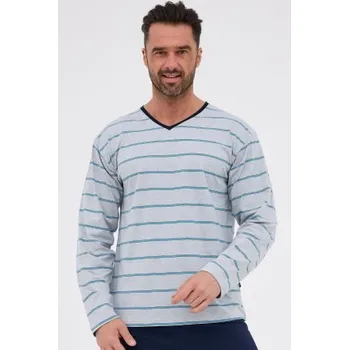 Pánská móda Pánské pyžamo Cornette 139/44 - bavlna Šedo-tmavěmodrá XL