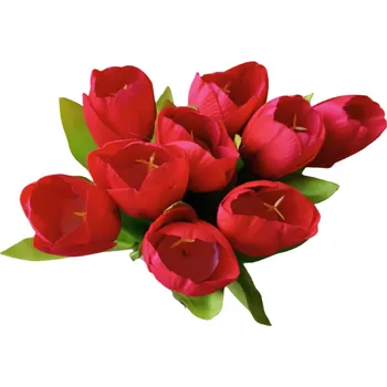 umělá květina Umělá kytice Tulipány 9 ks, více barev, látkové Barva: Červená OD_HHA104603/CER