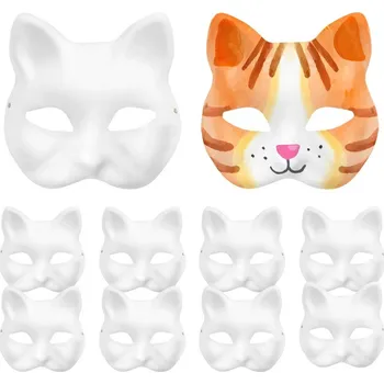 Karnevalová maska Bílá maska kočky - 10 ks