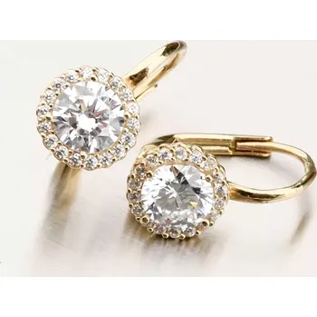 Náušnice Dámské náušnice žluté zlato 585 se zirkony 12R-759