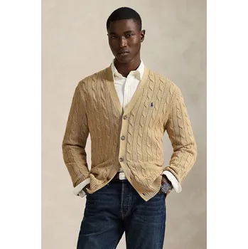 Dámský svetr Bavlněný kardigan Polo Ralph Lauren hnědá barva, 710890548, L, 01A