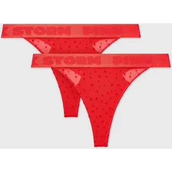 Kalhotky 2PACK Tanga PINK STORM Lovecode se zvýšeným pasem