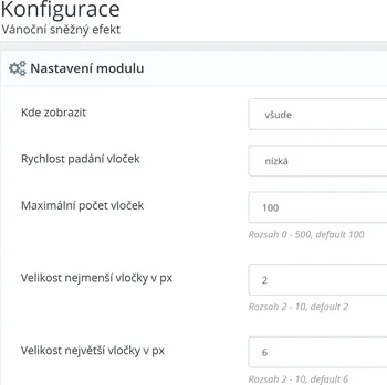 PrestaShop modul Vánoční sněžný efekt