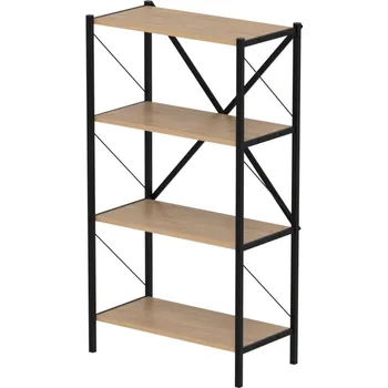 police Kovový regál HALROS, černá/dub safírový + vyzvednutí ZDARMA