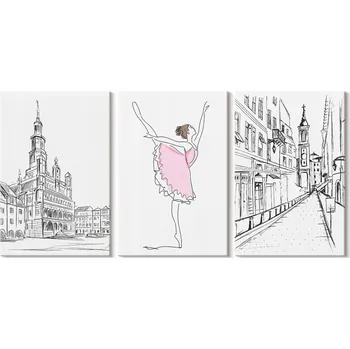 Obraz Sada obrazů Galerie: Stylové baletky a architektura, 3x 20x30 cm