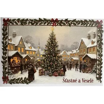 Bytová dekorace Dekorační papírový svícen pro LED svíčku XL - Vánoční trh