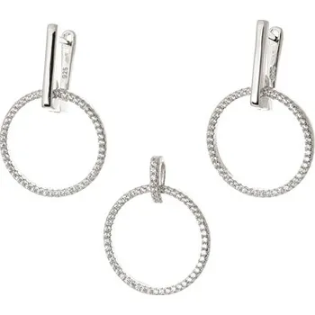 Souprava šperků Stříbrná souprava přívěšku a naušnic s čirými zirkony STRS0436F + dárek zdarma