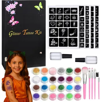 Tetování SADA PRO VÝROBU DOČASNÝCH TETOVÁNÍ DIY, ŠABLONY, TŘPYTIVÉ OMYVATELNÉ TETOVÁNÍ