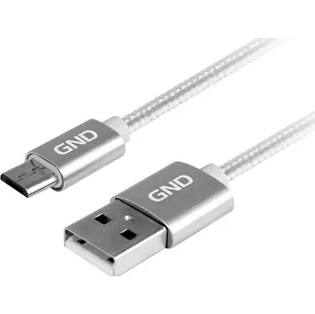 GND USB / micro USB, 1m, opletený (MICUSB100MM08) titanium