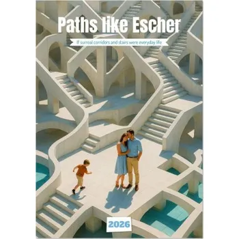 Diář Paths like Escher (Desk Calendar 2026 DIN A5 portrait), CALVENDO 12 Month DeskCalendar (EN)