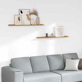 police Nástěnná polička 2 pcs Béžová 100 x 9 x 3 cm kompozitní dřevo