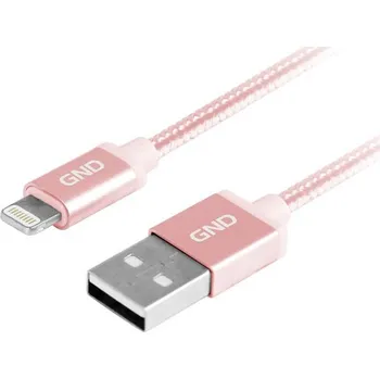 GND USB / lightning MFI, 2m, opletený (LIGHTN200MM09) růžový