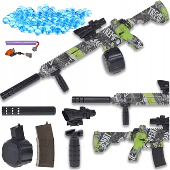 Dětská zbraň BEZPEČNÁ AUTOMATICKÁ PUŠKA NA AKUMULÁTOR – VELKÁ SADA NA GELOVÉ KULIČKY