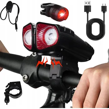 Cyklosvítilna SVĚTLO NA KOLO PŘEDNÍ ZADNÍ SILNÉ LED 2000mAh AKUMULÁTOROVÉ SADA SVĚTEL