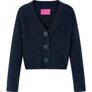 Dívčí svetr DĚTSKÝ PLETENÝ KARDIGAN TMAVĚ MODRÝ VEL. 104