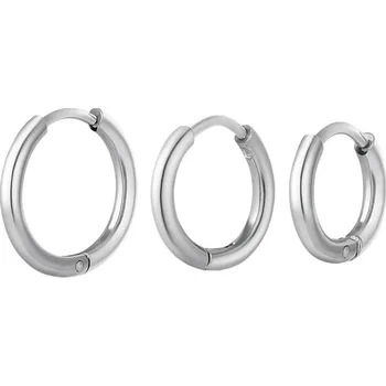 Náušnice Sada náušnic kruhy CREOLES Simple Silver