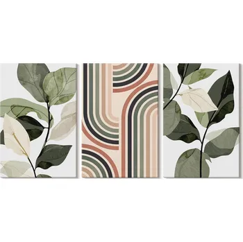Obraz Sada obrazů na plátně Rostlinné a geometrické motivy 3x 20x30 cm
