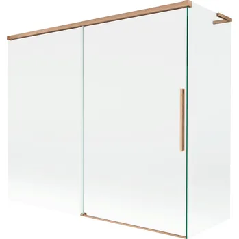 Vanová zástěna Mexen Rox L 2dílná posuvná vanová zástěna 180 + 90 x 150 cm, průhledná, kartáčovaná měď - 8C9L-180-090-65-00