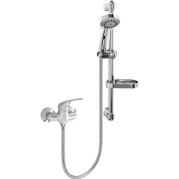 Vodovodní baterie Novaservis Titania Iris Baterie sprchová nástěnná, rozteč 100 mm, 3-polohová ruční sprcha, hadice 150 cm, mýdlenka, posuvný držák 59,2 cm, chrom, 92064KIT,0