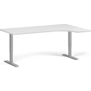 Počítačový stůl Rohový polohovací stůl se zaoblenými rohy, 180x120 cm, 1 motor, L/P, šedá podnož, bílá
