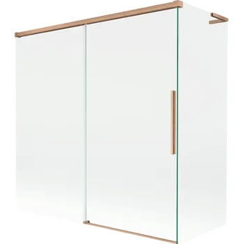 Vanová zástěna Mexen Rox L 2dílná posuvná vanová zástěna 160 + 70 x 150 cm, průhledná, kartáčovaná měď - 8C9L-160-070-65-00