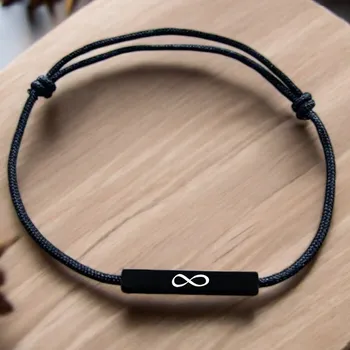 Náramek Ahome Dřevěný náramek Nekonečno černý 24 cm
