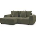 Khaki rozkládací/s úložným prostorem rohová pohovka z textilie bouclé (levý roh/s lenoškou) Roxelane – Bobochic Paris ID_1825542