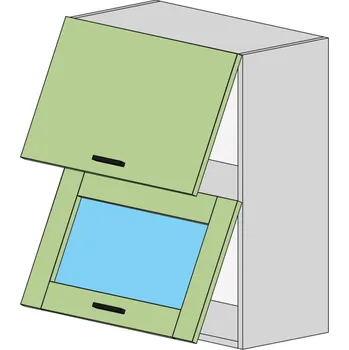 Kuchyňská linka Slevadoma Horní skříňka E-60-VVO MDF Barva dvířek: grafit, Barva korpusu: dub kraft - bílý, Sklo: čiré