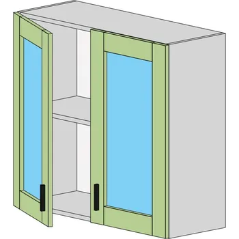 Kuchyňská skříňka Slevadoma Horní skříňka E-80-VV MDF Barva dvířek: dub tacho, Barva korpusu: dub kraft - bílý, Sklo: čiré