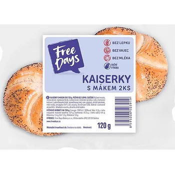 Pečivo FREE DAYS Bezlepkové kaiserky s mákem 2 kusy