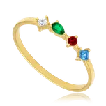 MINET Elegantní zlatý prsten s červenými a zelenými zirkony Au 585/1000 vel. 50 - 1,05g Velikost prstenu: 50