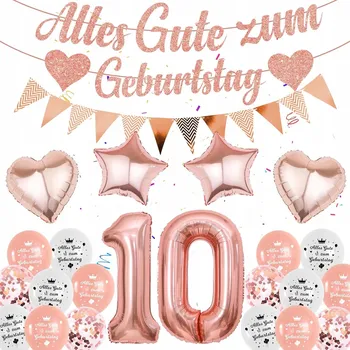 Balónek Balónková dekorace na 10. narozeniny - balónky, girlandy - růžová, 58 ks