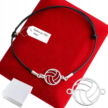 Náramek Stříbrný náramek 925 s volejbalovým míčem na šňůrce