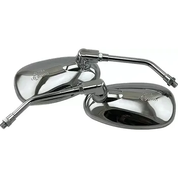 Zrcátko pro motocykl Zrcátka na moto "American Oval" universální chrom závit M10 pravý, pár