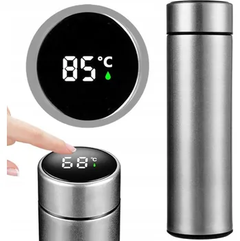 Termohrnek Termohrnek - termos s LED displejem, láhev 500 ml, stříbrný