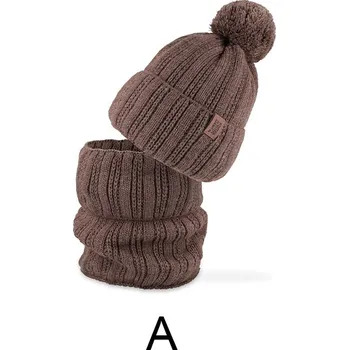 Čepice AJS Chlapecká čepice a nákrčník 50246 barva: hnědá