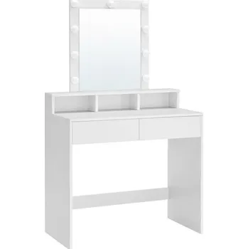 Toaletní stolek Toaletní stolek s LED žárovkami a úložným prostorem, bílý