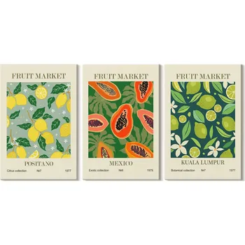 Obraz Sada obrazů na zeď Ovocné motivy Citrony a Papája 3x 20x30 cm