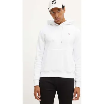 Pánská mikina Mikina Guess Jeans pánská, bílá barva, s kapucí, hladká, M4YQ22 K9V31 M4YQ22.K9V31 00X, vel. XL