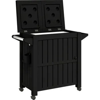 Servírovací stolek Servírovací vozík 3 v 1, černý, polypropylen