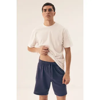 Pánské pyžamo PÁNSKÉ PYŽAMOVÉ ŠORTKY 2PAK 43031 SS25 JEANS-GRANAT L